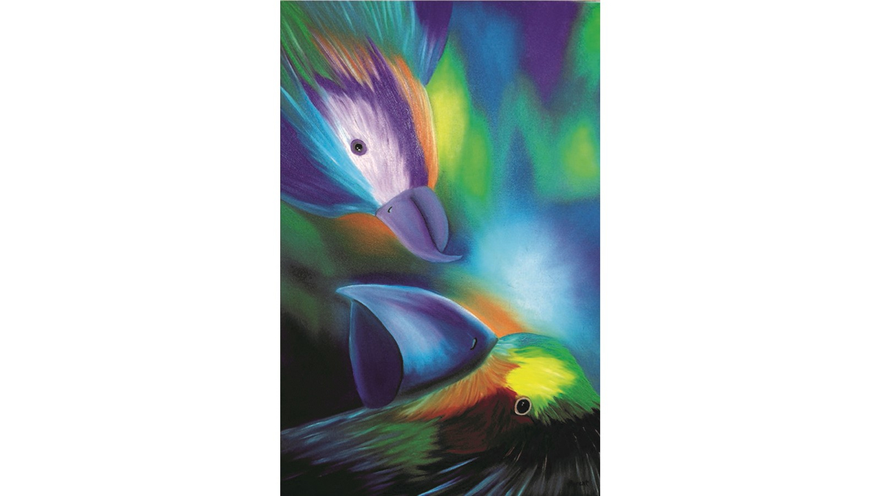 Artiste RAVIR, Perroquets tout en couleur de Johanne Parent