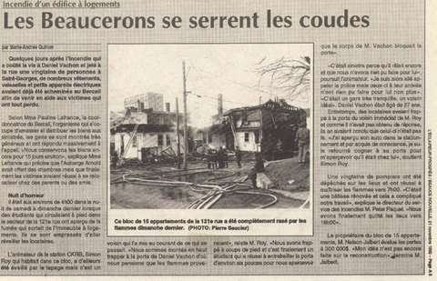 Incendie d'un édifice à logements