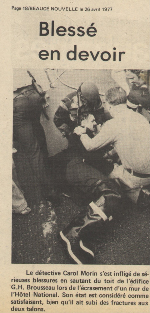 Blessé en devoir le 26 avril 1977