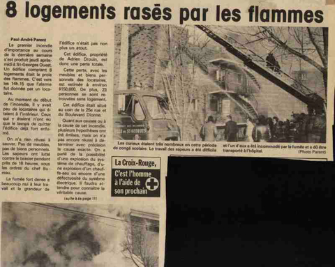 8 logements rasés par les flammes en 1977